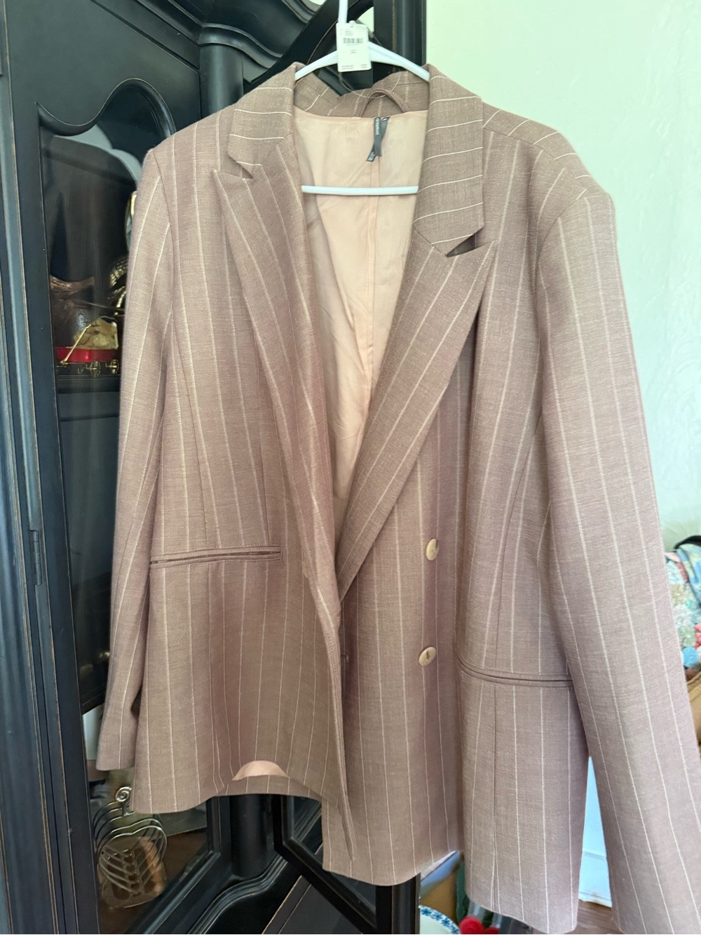 Women’s Pinstripe Blazer in Taupe